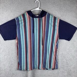 Vintage Gitano Hoodie Shirt Mens XL Striped Short Sleeve 90s